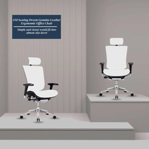 Ergonomic genuine leather chair by gm seating clearance